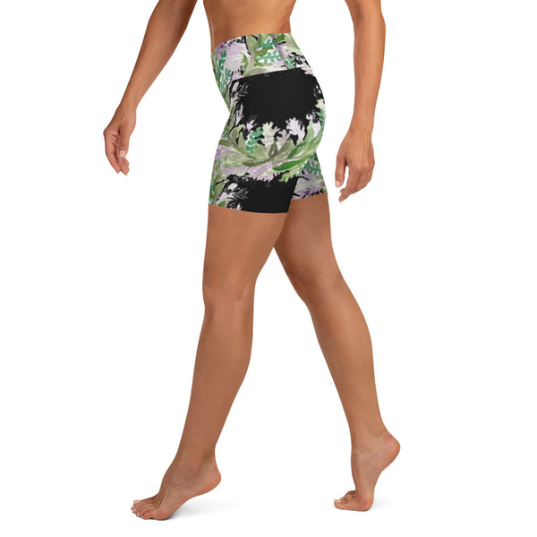 Black Lavender Women's Yoga Shorts