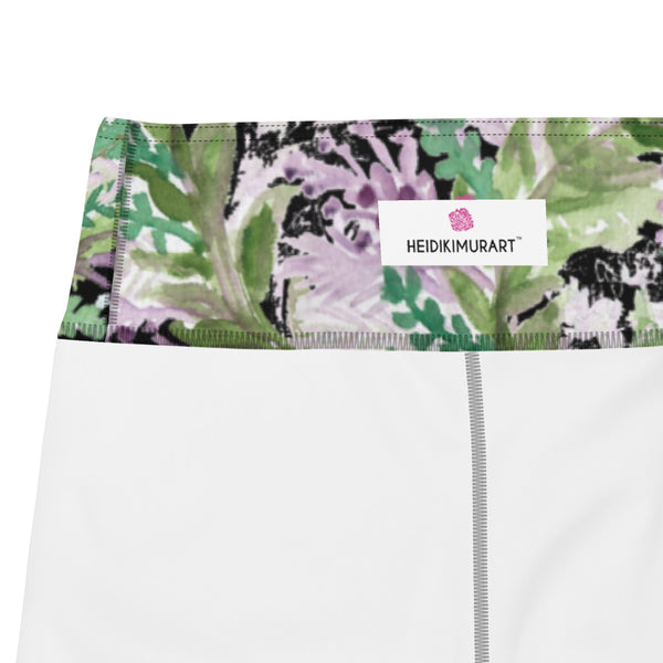 Black Lavender Women's Yoga Shorts