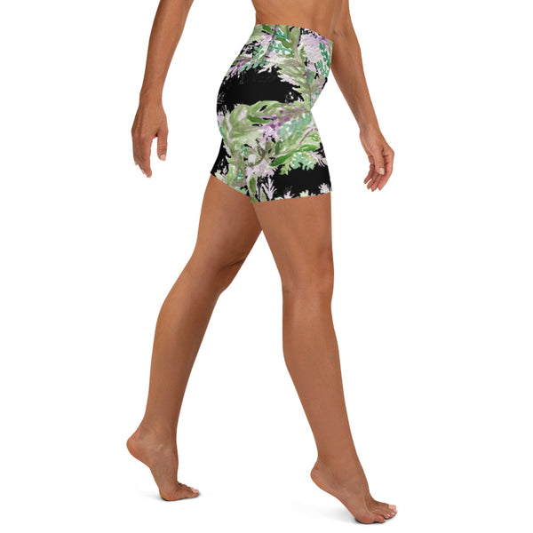 Black Lavender Women's Yoga Shorts