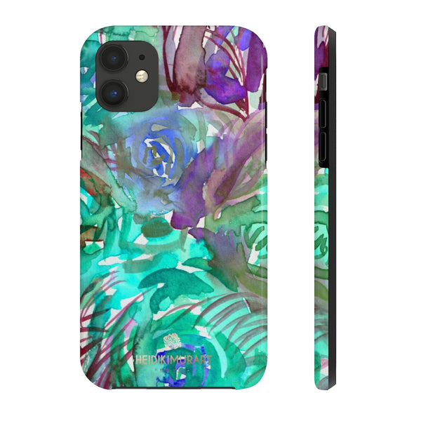 Blue Rose Floral Print Phone Case, Flower Case Mate Tough Phone Cases-Made in USA - Heidikimurart Limited 