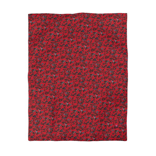 Red Floral Microfiber Duvet Cover