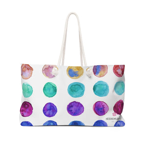 Designer Colorful Polka Dots Designer Women's Weekender Bag - Made in USA-Weekender Bag-24x13-Heidi Kimura Art LLC
