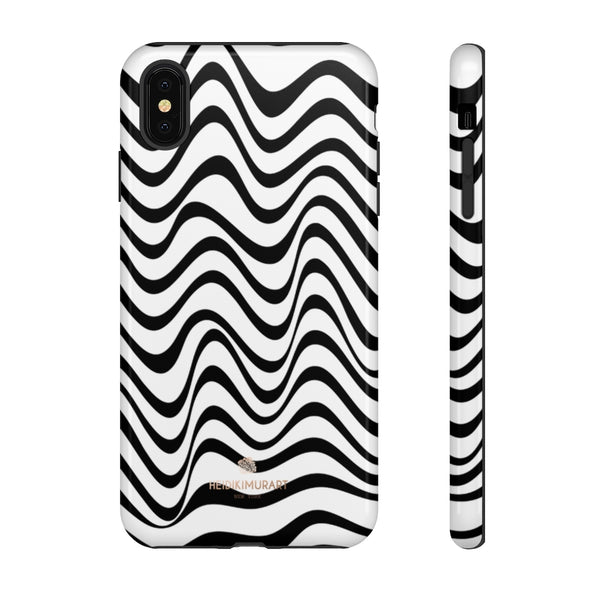 Wavy Black White Tough Cases, Designer Phone Case-Made in USA-Phone Case-Printify-iPhone XS MAX-Glossy-Heidi Kimura Art LLC