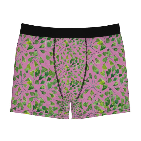 Pink Maidenhair Men's Boxer Briefs, Green Tropical Fern Leaf Print Underwear For Men-All Over Prints-Printify-Heidi Kimura Art LLC