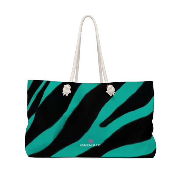 Blue Zebra Print Weekender Bag