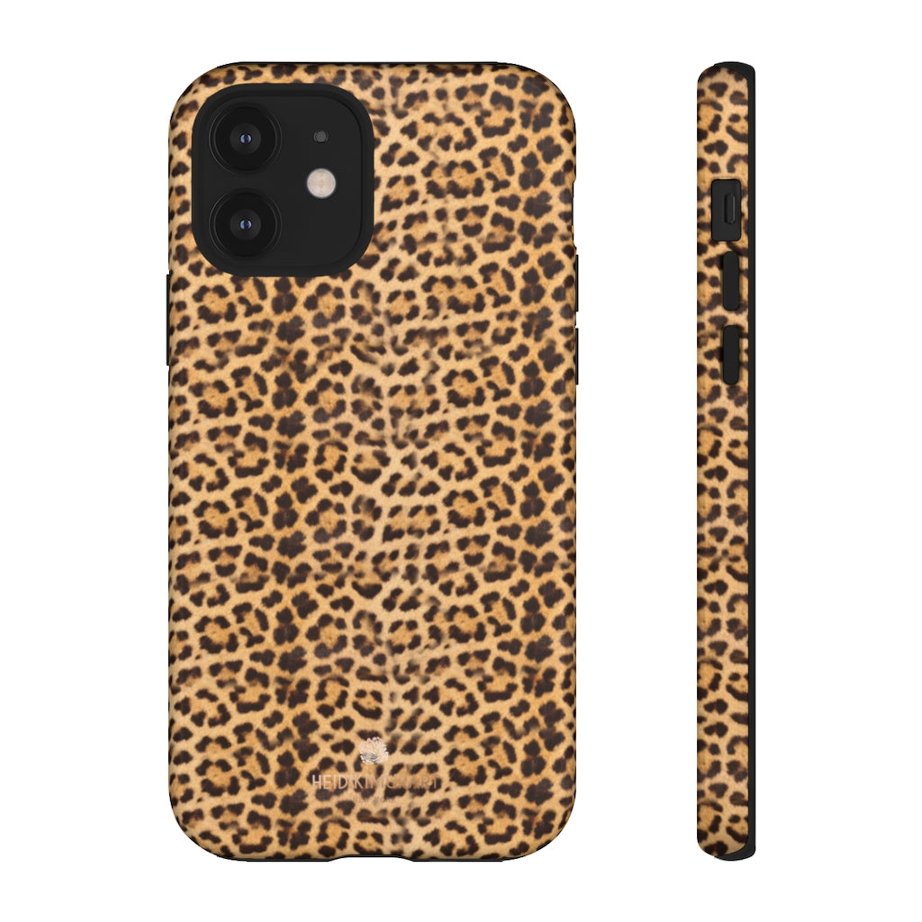 Leopard Animal Print Tough Cases, Designer Phone Case-Made in USA-Phone Case-Printify-iPhone 12-Glossy-Heidi Kimura Art LLC