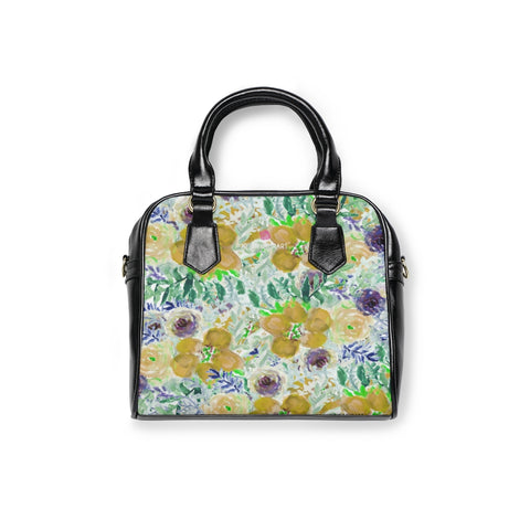Yellow Floral Print Shoulder Handbag