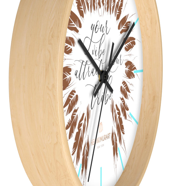 Boho "Your Tribe Attract Your Vibe" Inspirational Quote Wall Clock- Made in USA-Wall Clock-Heidi Kimura Art LLC
