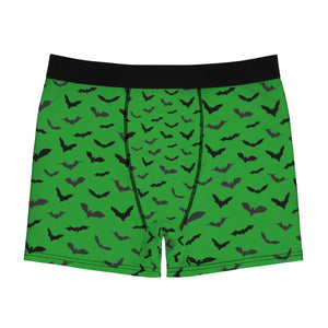 Green Black Sexy Flying Bats Halloween Gay Men's Boxer Briefs (US Size: XS-3XL)-Men's Underwear-L-Black Seams-Heidi Kimura Art LLC