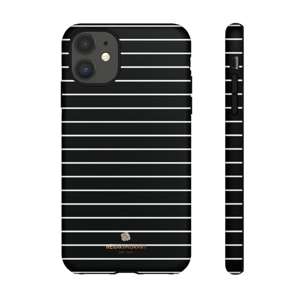 Black White Striped Tough Cases, Designer Phone Case-Made in USA-Phone Case-Printify-iPhone 11-Matte-Heidi Kimura Art LLC