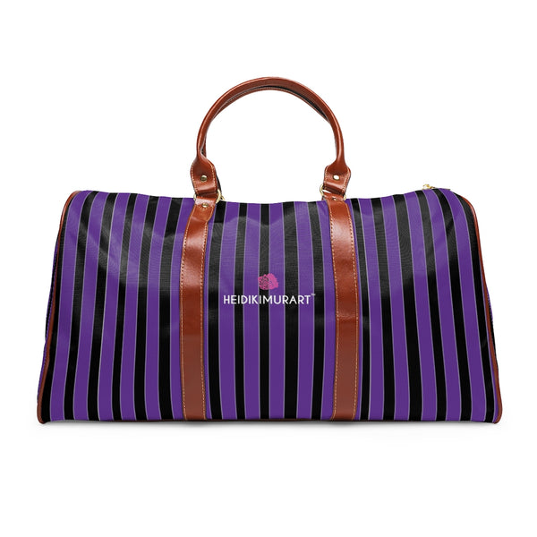 Purple Striped Waterproof Travel Bag