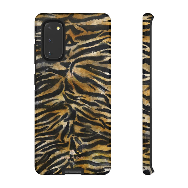 Brown Tiger Striped Tough Cases, Animal Print Best Designer Phone Case-Made in USA-Phone Case-Printify-Samsung Galaxy S20-Glossy-Heidi Kimura Art LLC