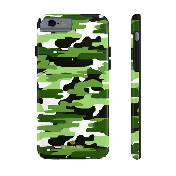 Green Camo Print iPhone Case, Case Mate Tough Samsung Galaxy Phone Cases-Phone Case-Printify-iPhone 6/6s Tough-Heidi Kimura Art LLC