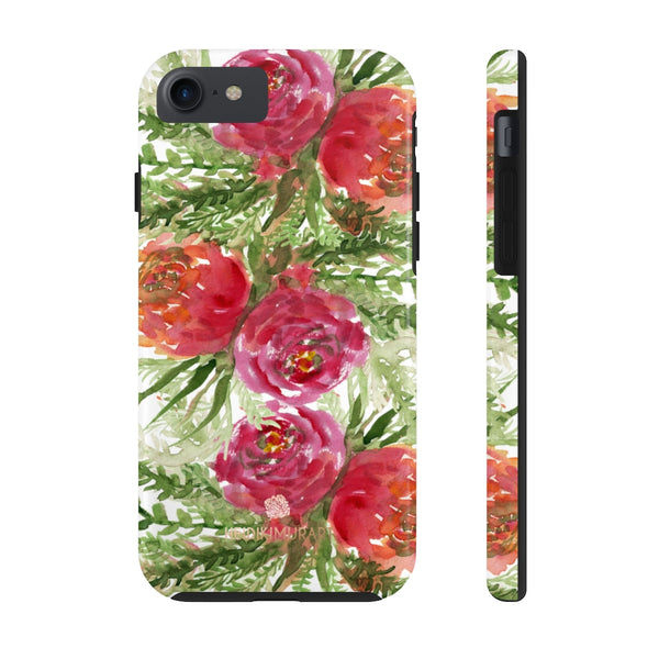 Red Orange Floral Print Phone Case, Flower Case Mate Tough Phone Cases-Made in USA - Heidikimurart Limited 