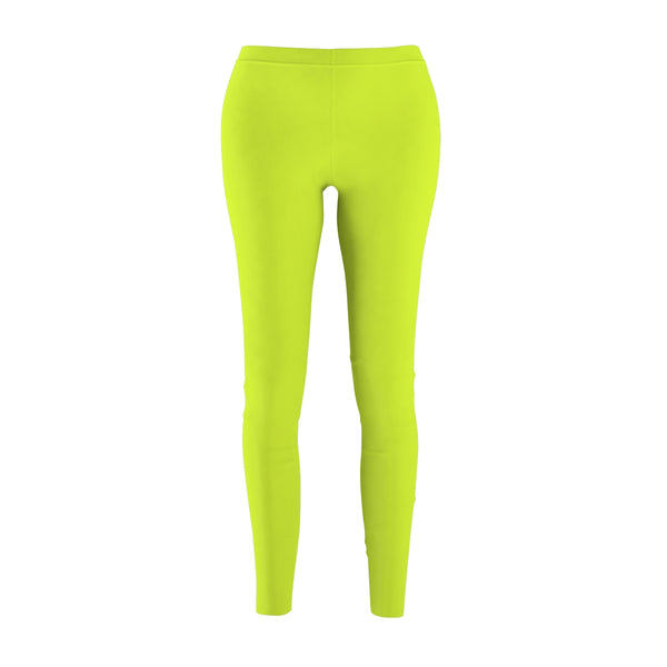 Lime Green Solid Color Women's Casual Leggings - Made in USA (US Size: XS-2XL)-Casual Leggings-M-Heidi Kimura Art LLC