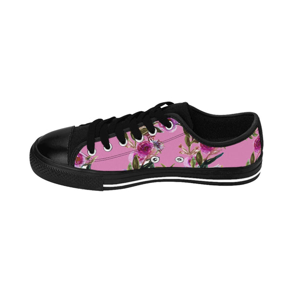 Pink Rose Print Women's Sneakers