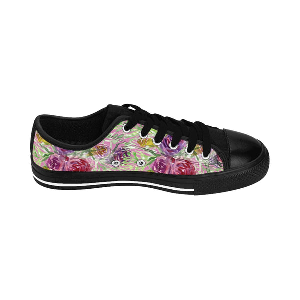 Pink Floral Rose Women's Sneakers, Flower Print Designer Low Top Women's Canvas Bright Best Quality Premium Fashion Casual Sneakers Tennis Running Athletic Shoes (US Size: 6-12) Floral Sneakers, Women's Fashion Canvas Sneakers Shoes Colorful Rose Print Tennis Shoes, Floral Sneakers & Athletic Shoes, Women's Floral Shoes, Floral Shoe For Women, Floral Canvas Sneakers, Sneakers With Flowers Print On Them, Floral Sneakers Womens