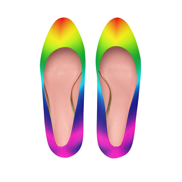 Rainbow Women's Heels, Gay Pride Parade Colorful Women's Platform Heels Stiletto Pumps 4" Heels (US Size: 5-11)