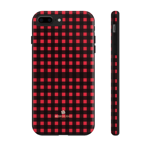 Buffalo Red Plaid Phone Case, Flannel Print Case Mate Tough Phone Cases-Made in USA - Heidikimurart Limited 