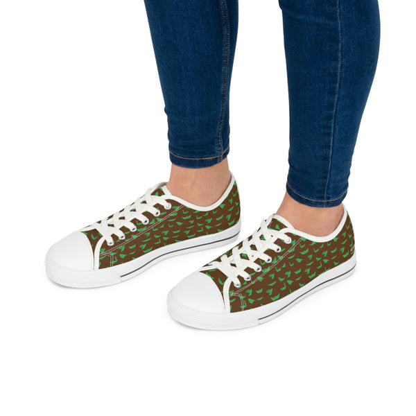 Brown Green Cranes Ladies' Sneakers, Women's Low Top Sneakers Best Quality Women's Canvas Sneakers (US Size: 5.5-12)