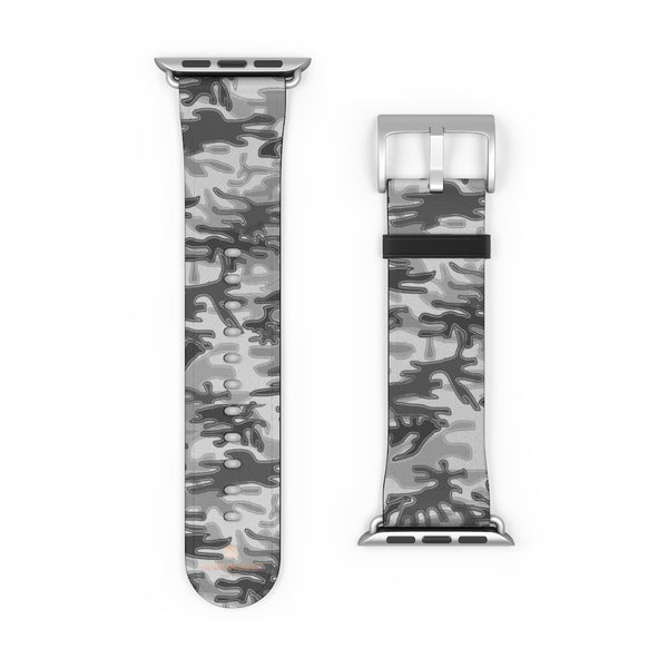 Light Grey Classic Camo Print 38mm/42mm Watch Band For Apple Watch- Made in USA-Watch Band-Heidi Kimura Art LLC
