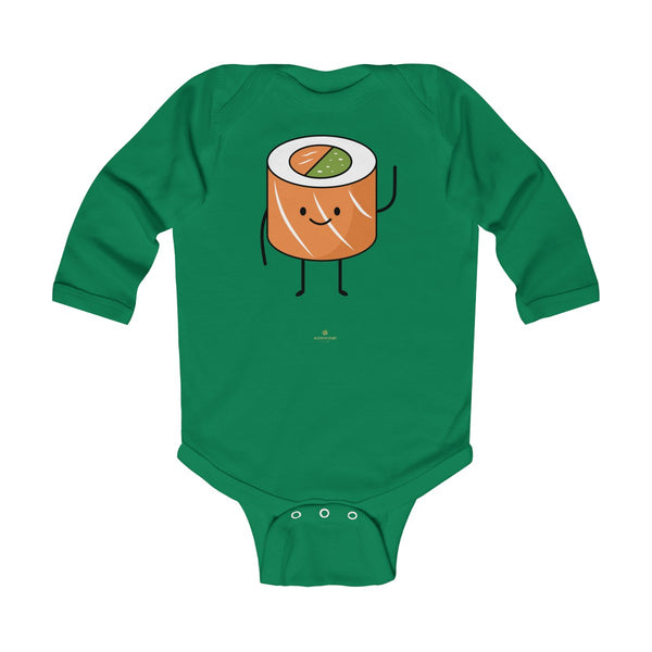 Salmon Sushi Lover Baby Boy or Girls Infant Kids Long Sleeve Bodysuit - Made in USA-Infant Long Sleeve Bodysuit-Kelly-NB-Heidi Kimura Art LLC