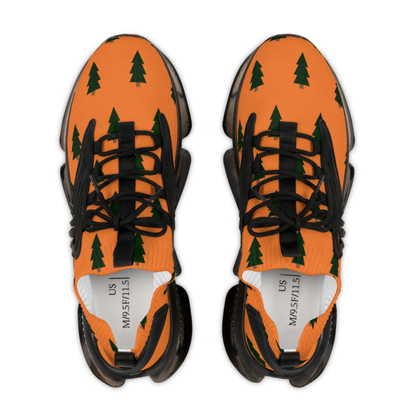 Orange Green Pine Men's Shoes, Christmas Trees Best Comfy Men's Mesh Sports Sneakers