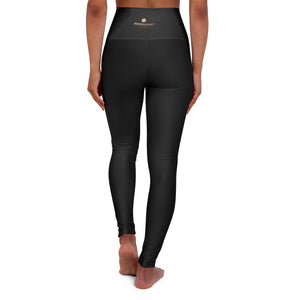 Black High Waisted Yoga Leggings, Solid Color Long Women Yoga Tights-All Over Prints-Printify-XL-Heidi Kimura Art LLC