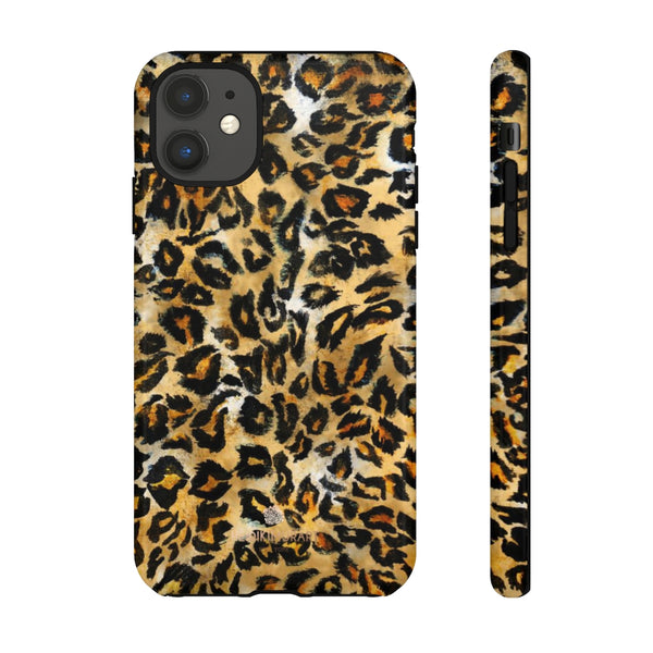 Brown Leopard Tough Cases, Animal Print Best Designer Phone Case-Made in USA-Phone Case-Printify-iPhone 11-Glossy-Heidi Kimura Art LLC