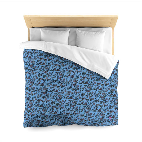 Blue Floral Microfiber Duvet Cover