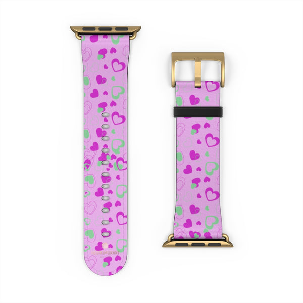 Cute Girlie Pink Hearts Shaped 38mm/42mm Watch Band For Apple Watch- Made in USA-Watch Band-Heidi Kimura Art LLC