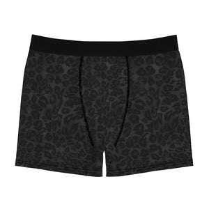 Black Leopard Wild Animal Print Sexy Hot Men's Boxer Briefs Underwear(US Size: XS-3XL)-Men's Underwear-L-Black Seams-Heidi Kimura Art LLC
