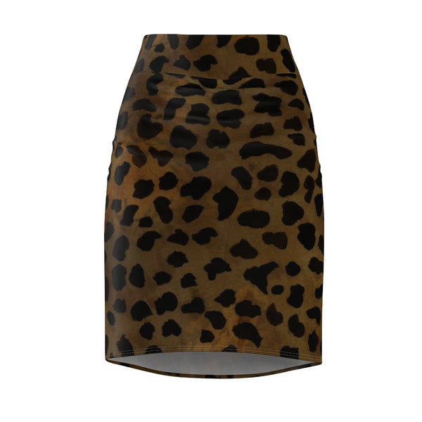 Brown Leopard Cheetah Animal Print Women's Pencil Skirt-Made in USA(Size:XS-2XL)-Pencil Skirt-Heidi Kimura Art LLC Brown Leopard Pencil Skirt, Brown Leopard Cheetah Animal Print Women's Pencil Skirt-Made in USA (US Size:XS-2XL) Plus Size, Cheetah Leopard Print Skirt ,Animal Print Skirt Plus Size Available