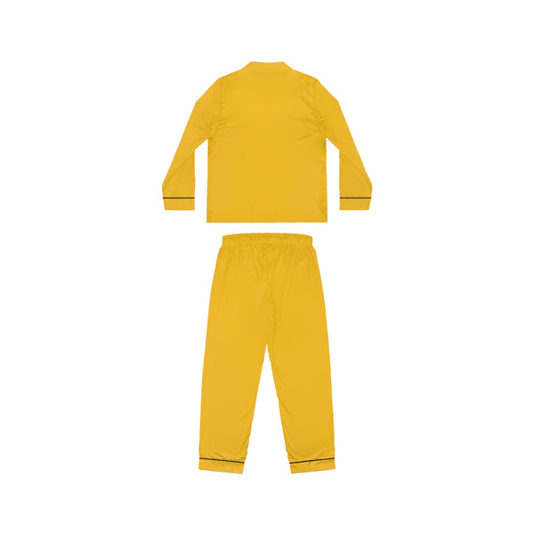Yellow Color Women's Satin Pajamas, Luxury Premium Solid Color Loungewear For Women