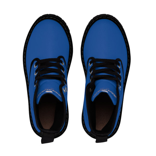 Navy Blue Men's Hiker Boots, Solid Color Print Men's Canvas Winter Bestseller Premium Quality Laced Up Boots Anti Heat + Moisture Designer Men's Winter Boots (US Size: 7-10.5)