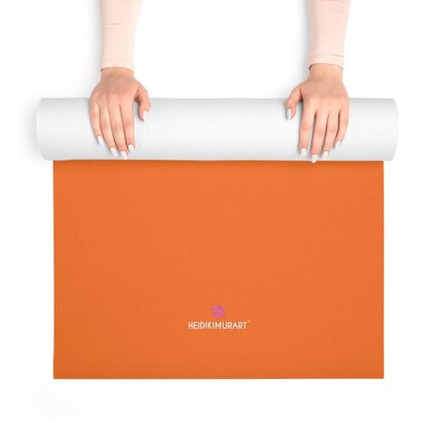 Orange Best Foam Yoga Mat, Bright Orange Solid Color Modern Minimalist Print Best Fashion Stylish Lightweight 0.25" thick Best Designer Gym or Exercise Sports Athletic Yoga Mat Workout Equipment - Printed in USA (Size: 24″x72")