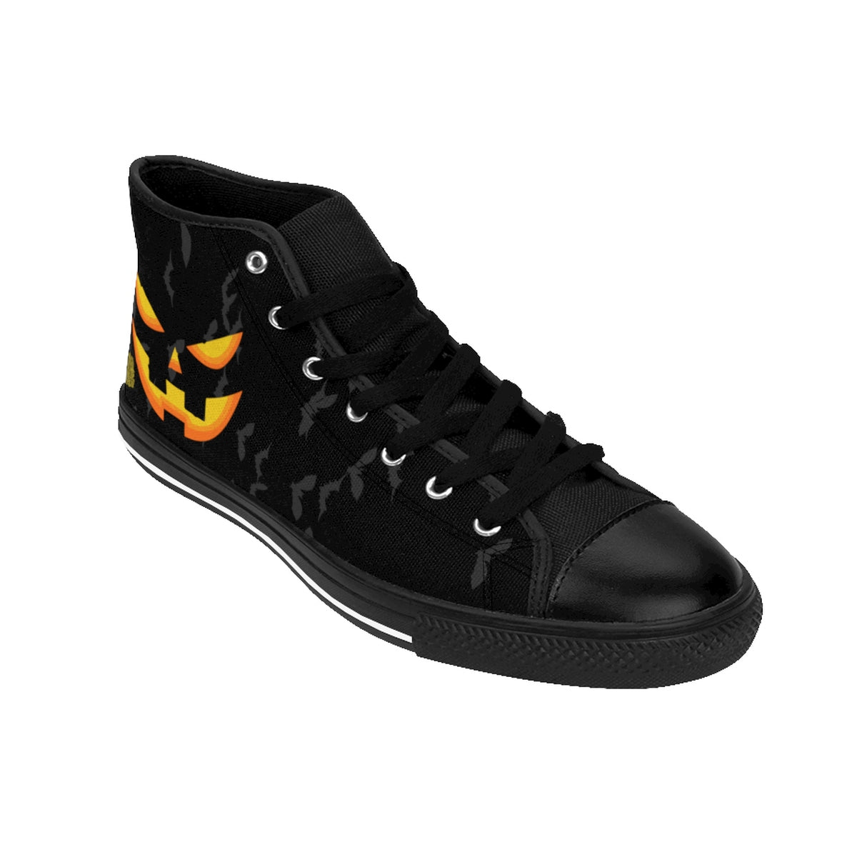 Men's Halloween Sneakers, Party Bats Orange Creepy Pumpkin Face Men's