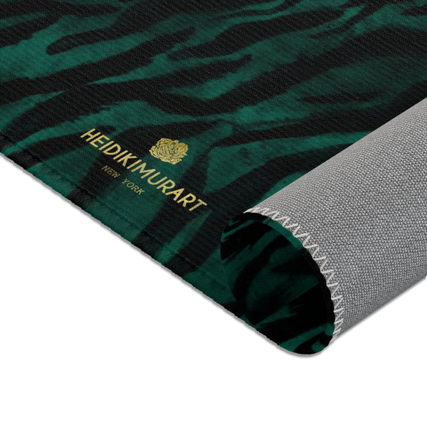 Green Black Tiger Stripe Animal Print Designer 24x36, 36x60, 48x72 inches Area Rugs - Printed in USA-Area Rug-Heidi Kimura Art LLC
