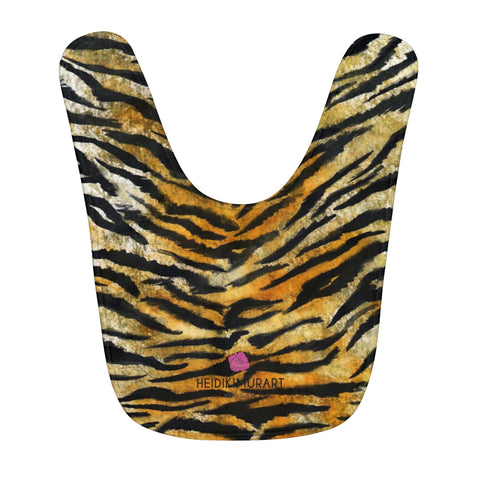 Orange Tiger Stripe Animal Print Cute Toddler Fleece Baby Bib - Made in USA-Kids clothes-One Size-Heidi Kimura Art LLC