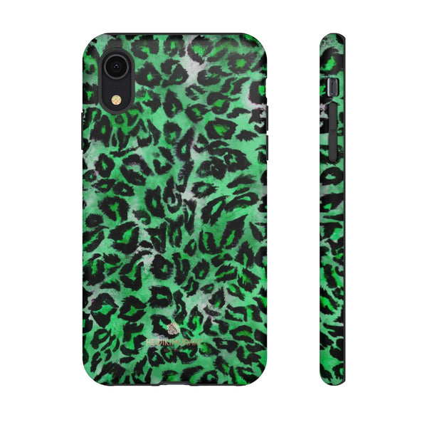 Green Leopard Phone Case, Animal Print Tough Designer Phone Case -Made in USA-Phone Case-Printify-iPhone XR-Matte-Heidi Kimura Art LLC