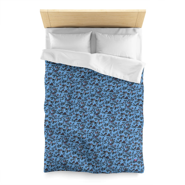 Blue Floral Microfiber Duvet Cover