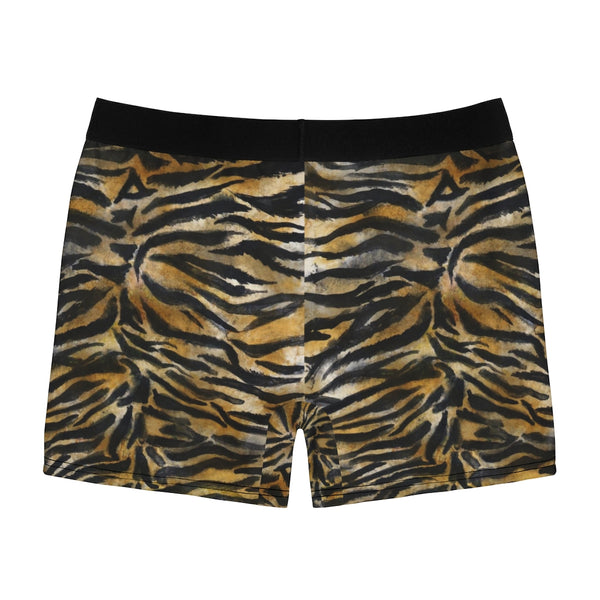 Brown Tiger Men's Boxer Briefs, Striped Animal Print Premium Quality Underwear For Men-All Over Prints-Printify-Heidi Kimura Art LLC