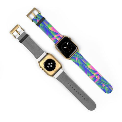Blue Diamond Geometric Print 38mm/42mm Watch Band For Apple Watch- Made in USA-Watch Band-Heidi Kimura Art LLC Blue Diamond Apple Watch Band, Blue Diamond Geometric Abstract Print Pattern 38 mm or 42 mm Premium Best Printed Designer Top Quality Faux Leather Comfortable Elegant Fashionable Smart Watch Band Strap, Suitable for Apple Watch Series 1, 2, 3, 4 and 5 Smart Electronic Devices - Made in USA