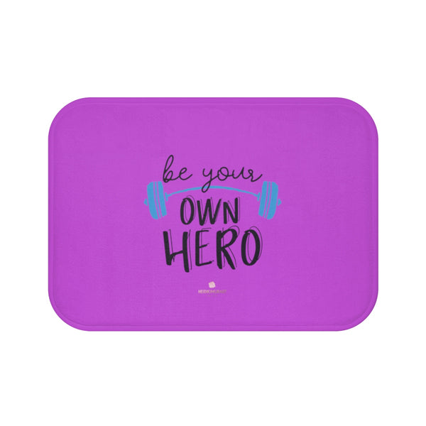 Pink "Be Your Own Hero" Inspirational Quote Microfiber Bath Mat- Printed in USA-Bath Mat-Small 24x17-Heidi Kimura Art LLC