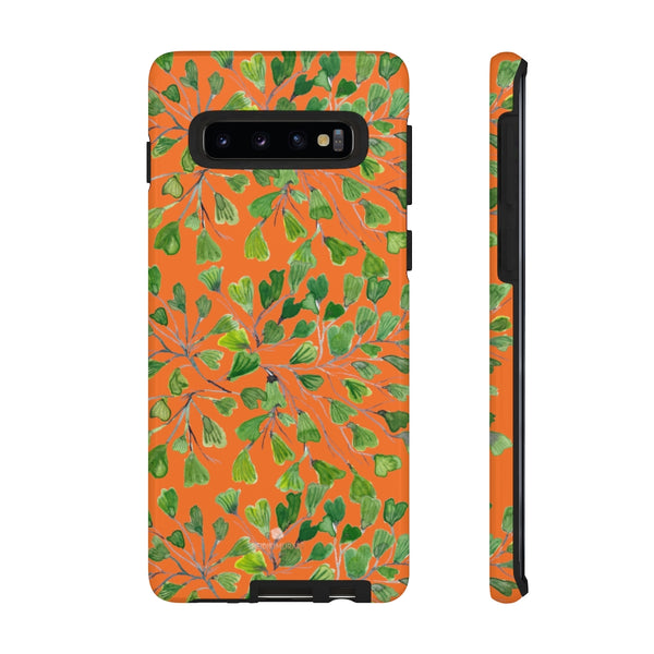 Orange Maidenhair Fern Tough Cases, Green Leaf Print Phone Case-Made in USA-Phone Case-Printify-Samsung Galaxy S10-Glossy-Heidi Kimura Art LLC
