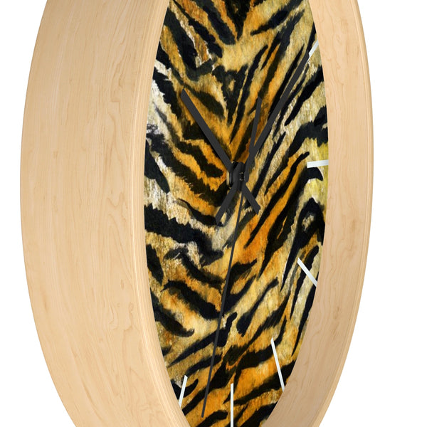 Stylish Tiger Stripe Faux Fur Pattern Animal Print 10" Diameter Wall Clock - Made in USA-Wall Clock-Heidi Kimura Art LLC
