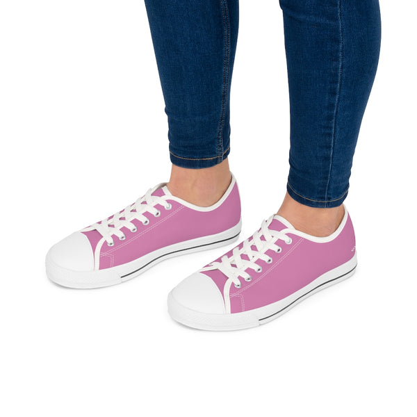Light Pink Best Ladies' Sneakers, Solid Color Women's Low Top Sneakers Tennis Shoes (US Size: 5.5-12)