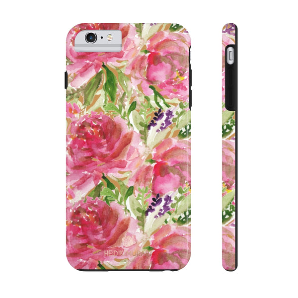 Brown Pink Rose Print Phone Case, Floral Print Case Mate Tough Phone Cases-Made in USA - Heidikimurart Limited 