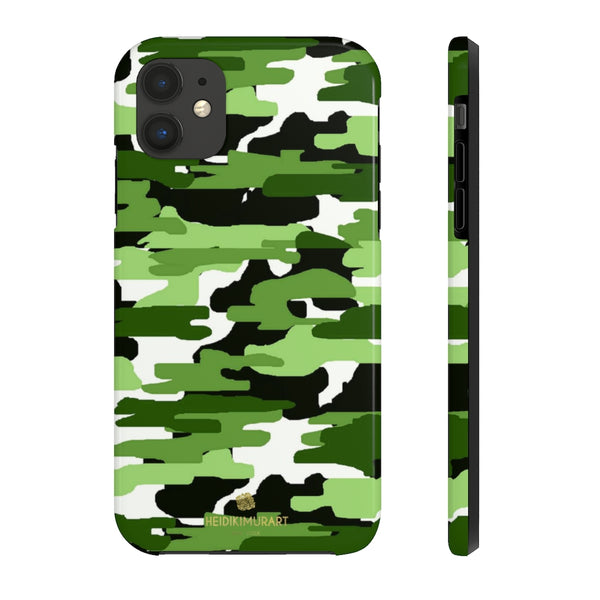 Green Camo Print iPhone Case, Case Mate Tough Samsung Galaxy Phone Cases-Phone Case-Printify-iPhone 11-Heidi Kimura Art LLC