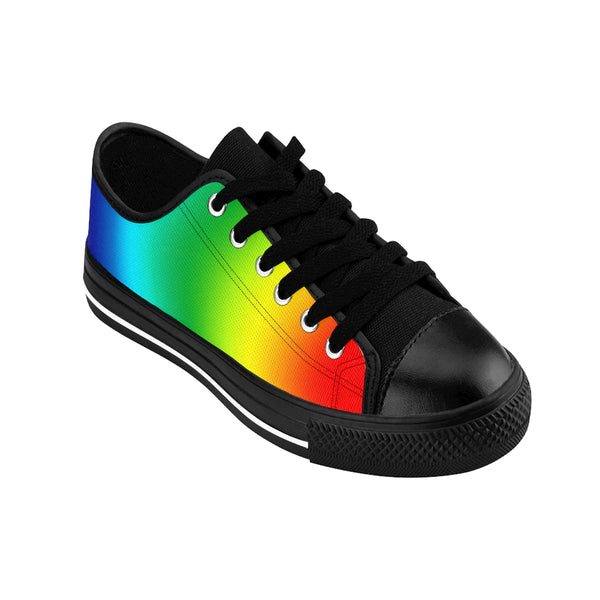 Rainbow Best Women's Sneakers, Gay Pride LGBTQ-Friendly Colorful Printed Designer Best Fashion Low Top Canvas Lightweight Premium Quality Women's Sneakers (US Size: 6-12)